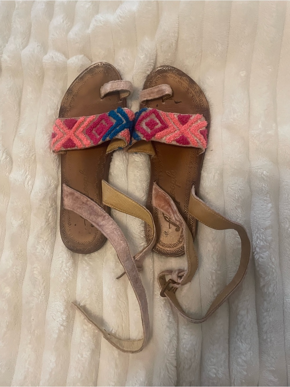 Free People Crushed Velvet Torrence Stitched ankle strap sandal/ 8.5
